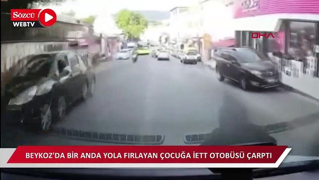 Beykoz'da bir anda yola fırlayan çocuğa İETT otobüsü çarptı 