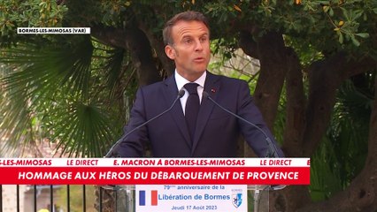 Le Président de la République s'est exprimé, ce jeudi 17 août, à l'occasion du 79e anniversaire de la Libération de Bormes :