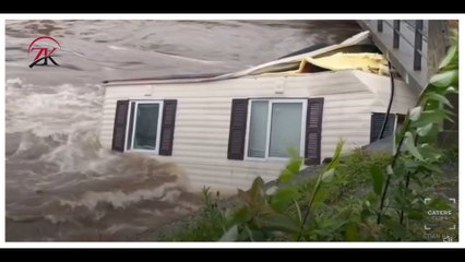 Bridge CRUSHES mobile home swept away in devastating flood