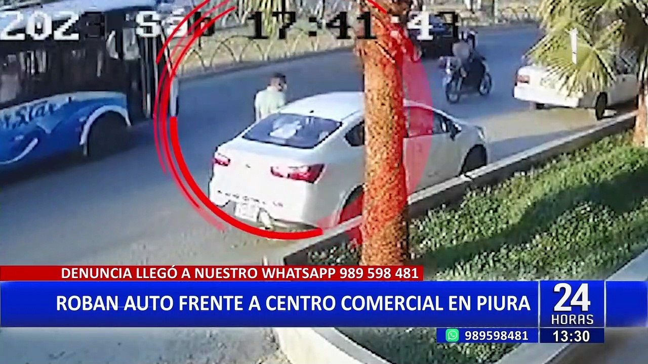 Piura: Delincuente roba vehículo frente a centro comercial