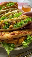 Cheese onion rolls with chicken salad  Cooking caps