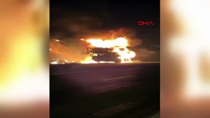 Seyir halindeki vinç motorundan alev aldı