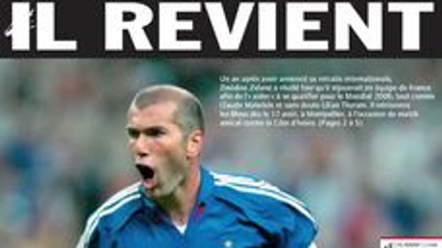 : ' ' ́ ' ! C'était il y a 18 ans, Zinedine Zidane jouait son premier match depuis son retour en EDF !Quel souvenir avait de la Grande Coupe du Monde de Zizou ?