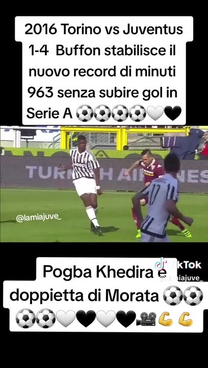 2016 Torino vs Juventus 1-4 #buffon Buffon stabilisce il nuovo record di minuti 963 senza subire gol in Serie A I Gol di #pogba Pogba #khedira Khedira e doppietta di #morata Morata ⚽️⚽️⚽️⚽️ #lamiajuve_ #juve #juventus #juventusfans⚪⚫ #storiadi