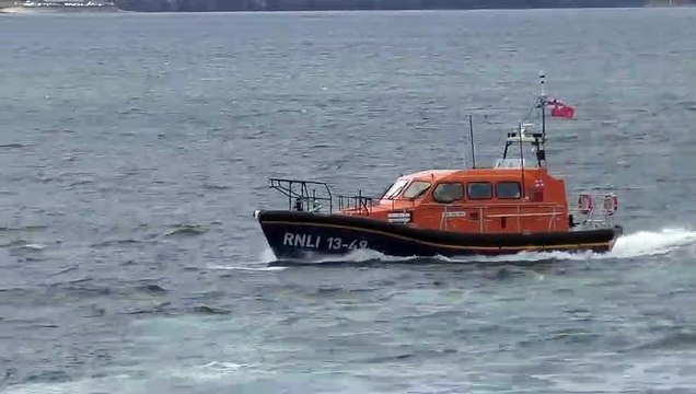 Dolphins swim with Whitby's Shannon Class lifeboat at Flag Weekend
