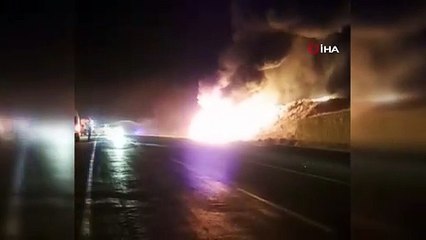 Seyir halindeki vinç alev aldı