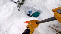 Hero Skier Rescues BURIED Snowboarder