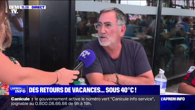 Canicule: On fait une petite pause rafraîchissante témoignent ces vacanciers qui sont sur la route du retour