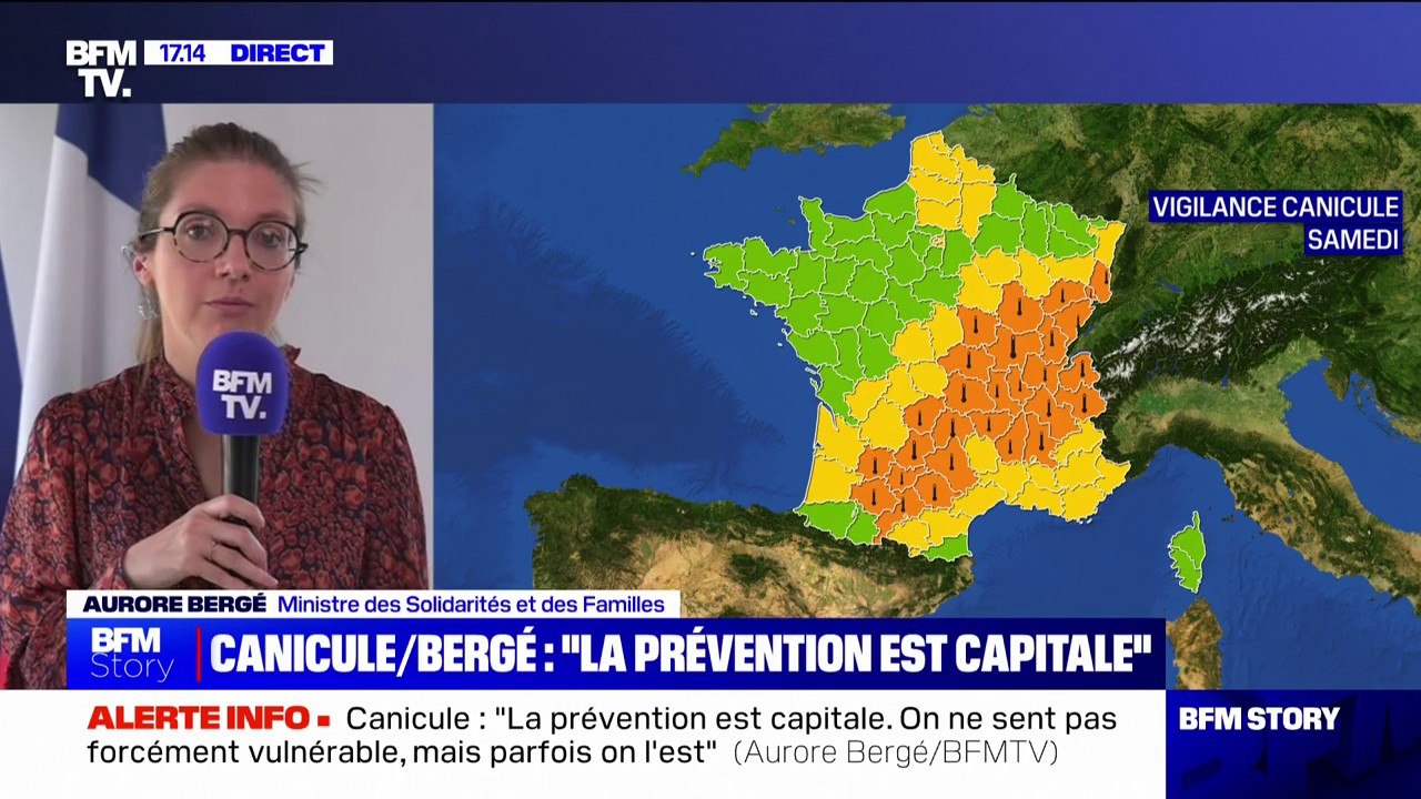 Canicule: "Notre responsabilité est de mettre en place les bons gestes, qui peuvent paraître anodins, mais qui sont absolument déterminants", affirme Aurore Bergé (ministre des Solidarités et des Familles)
