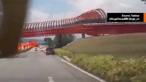 Video: Plane crashes onto car and motorcycle on highway, explodes, killing 10 people