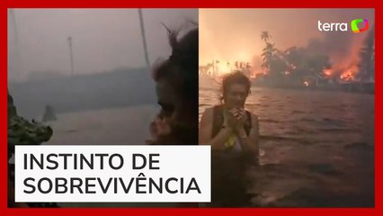 Família entra no mar por 5 horas para sobreviver a incêndio no Havaí