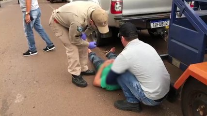 Homem é atendido pelo Samu após cair de bicicleta no Periolo