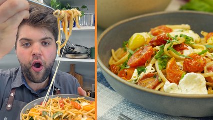 How to Make Burrata Pasta with Cherry Tomatoes & Spinach