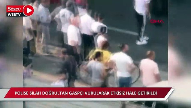 Polise silah doğrultan gaspçı vurularak etkisiz hale getirildi 