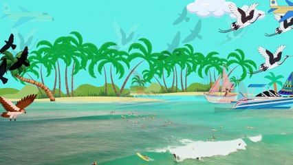Video animasi - pulau - pantai - perahu