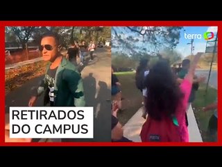 GCM saca arma durante tumulto entre influenciador de direita e alunos na USP