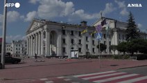 Ucraina, il centro della citta' di Chernihiv dopo l'attacco russo