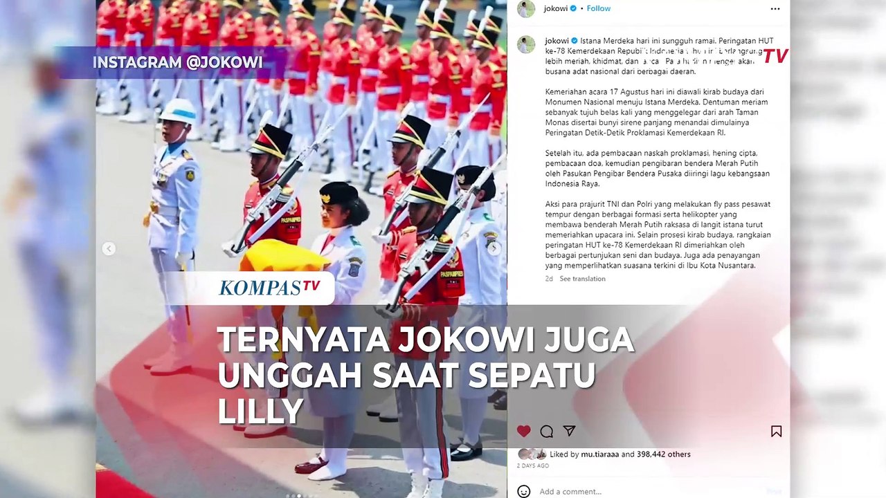 Ternyata Jokowi Juga Unggah saat Sepatu Lilly Pembawa Baki Bendera Copot