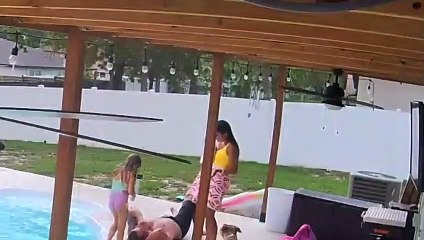 Poolside Dad Attempts Penny Board Ride