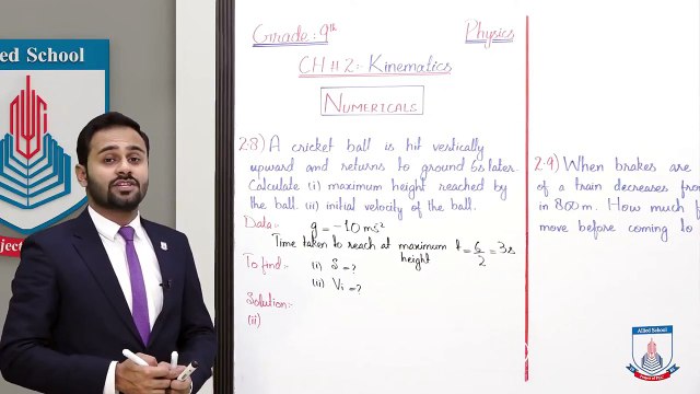 Class 9 - Physics - Chapter 2 - Lecture 15 - Numericals 2.8 to 2.10