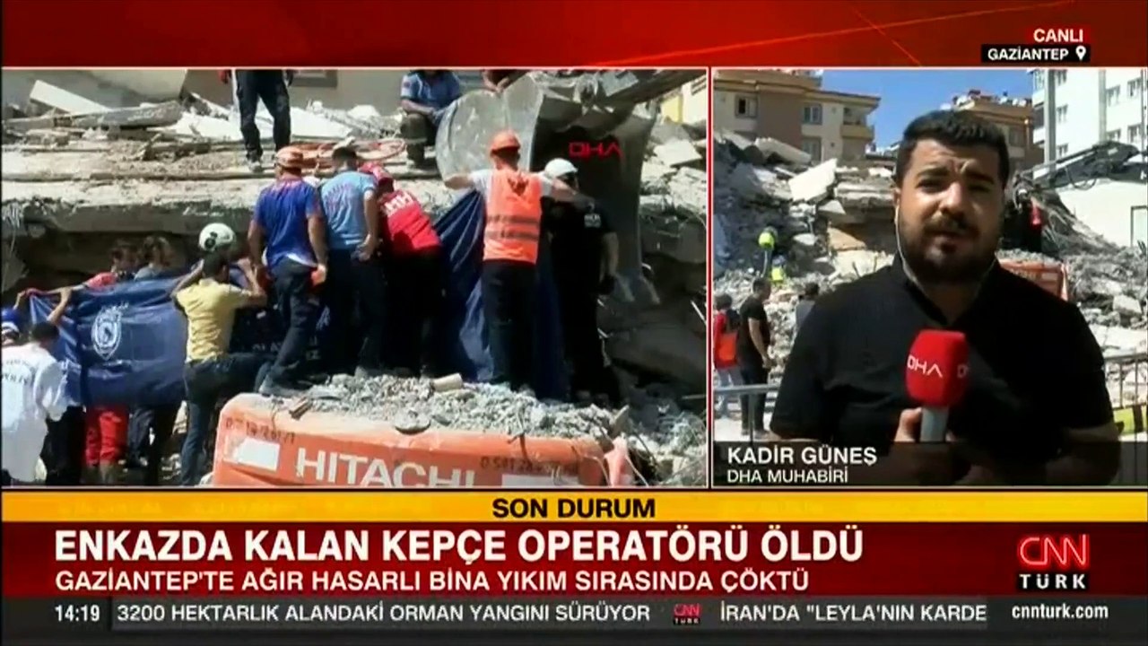 Ağır hasarlı bina yıkım sırasında çöktü: Enkaz altında kalan kepçe operatörü öldü