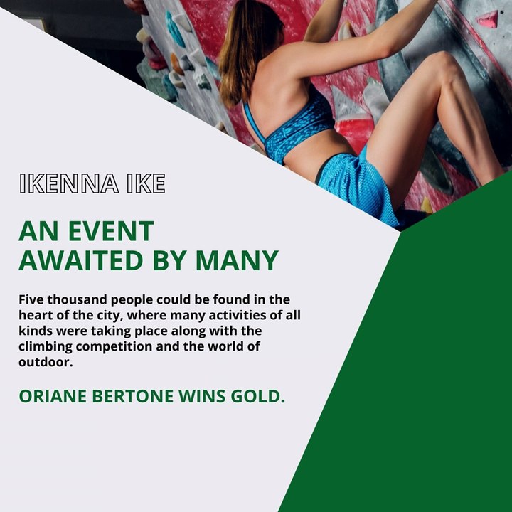 | IKENNA IKE | ORIANE BERTONE WINS GOLD! A LOOK AT THE BOULDER WORLD CUP (PART 1) (@IKENNAIKE)