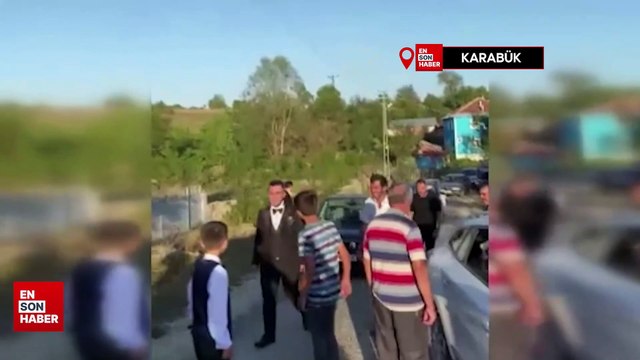 Karabük'te düğün konvoyunu durdurup damada lastik değiştirttiler