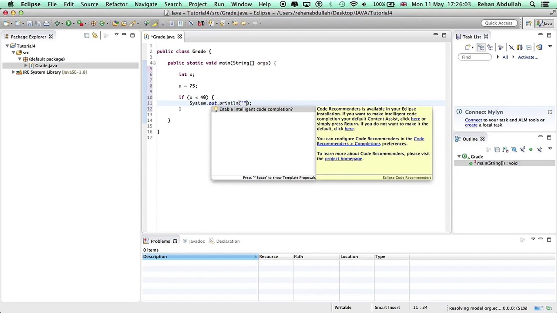 PROGRAMMING IN JAVA using Eclipse - Tutorial 4 | If Else Statement