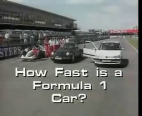 1994 - How Fast is a Formula 1 Car? F1 McLaren MP4/9 vs Porsche 911 Carrera & Peugeot 306 S16