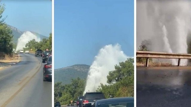 Bodrum’da su isale hattı yine patladı, turistik yolda kaos yaşandı