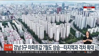 강남 3구 아파트값 7월도 상승…타지역과 격차 확대