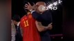 Moment Spanish FA president Luis Rubiales kisses Jenni Hermoso on the lips after world cup win