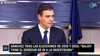 Sánchez tras las elecciones de 2015 y 2016: "Rajoy tiene el derecho de ir a la investidura"