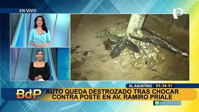 El Agustino: chofer choca contra poste en av. Ramiro Prialé y luego lo habrían asaltado