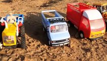 Toy JCB 3DX Backhoe fully loading sand in HMT Tractor Trolley Video - JCB Loading Tata Ace Video