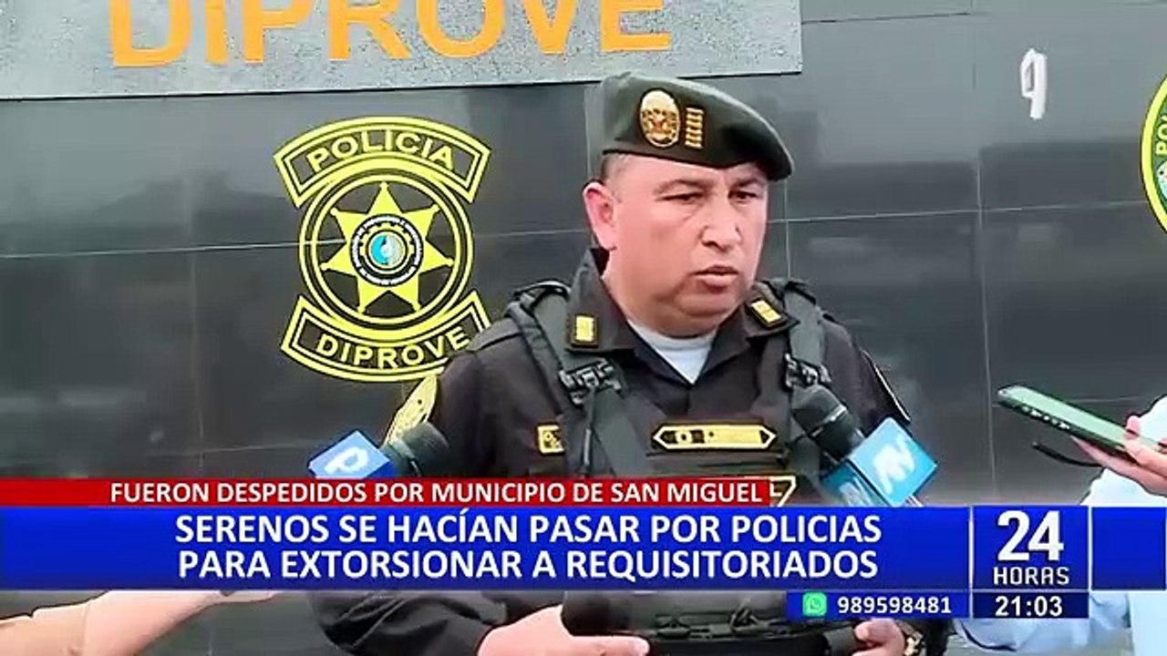 Serenos de San Miguel intervenidos por de extorsión.