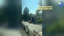 Un véhicule en feu sur l'autoroute A8 en direction d'Aix
