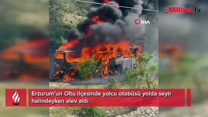 Seyir sırasında otobüs alev aldı! Şoför yolcuları tahliye etti