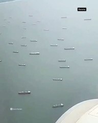 Sular çekildi gemi trafiği sıkıştı! Dünya Panama Kanalı'ndaki bu görüntüleri konuşuyor