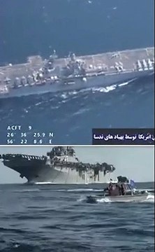Moment Iranian drones and speedboats swarm US warship and docking ship with 4,000 troops on board during tense clash in the Persian Gulf