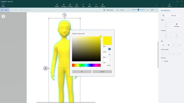 Paint 3D Course Section 12 Adding and Selecting Fill Color in 3D Model