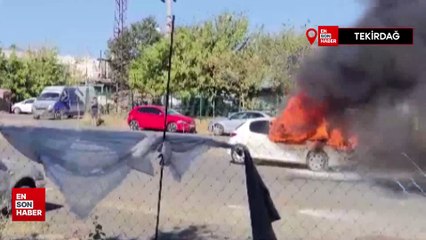 Tekirdağ'da yeni aldığı aracı cayır cayır yandı