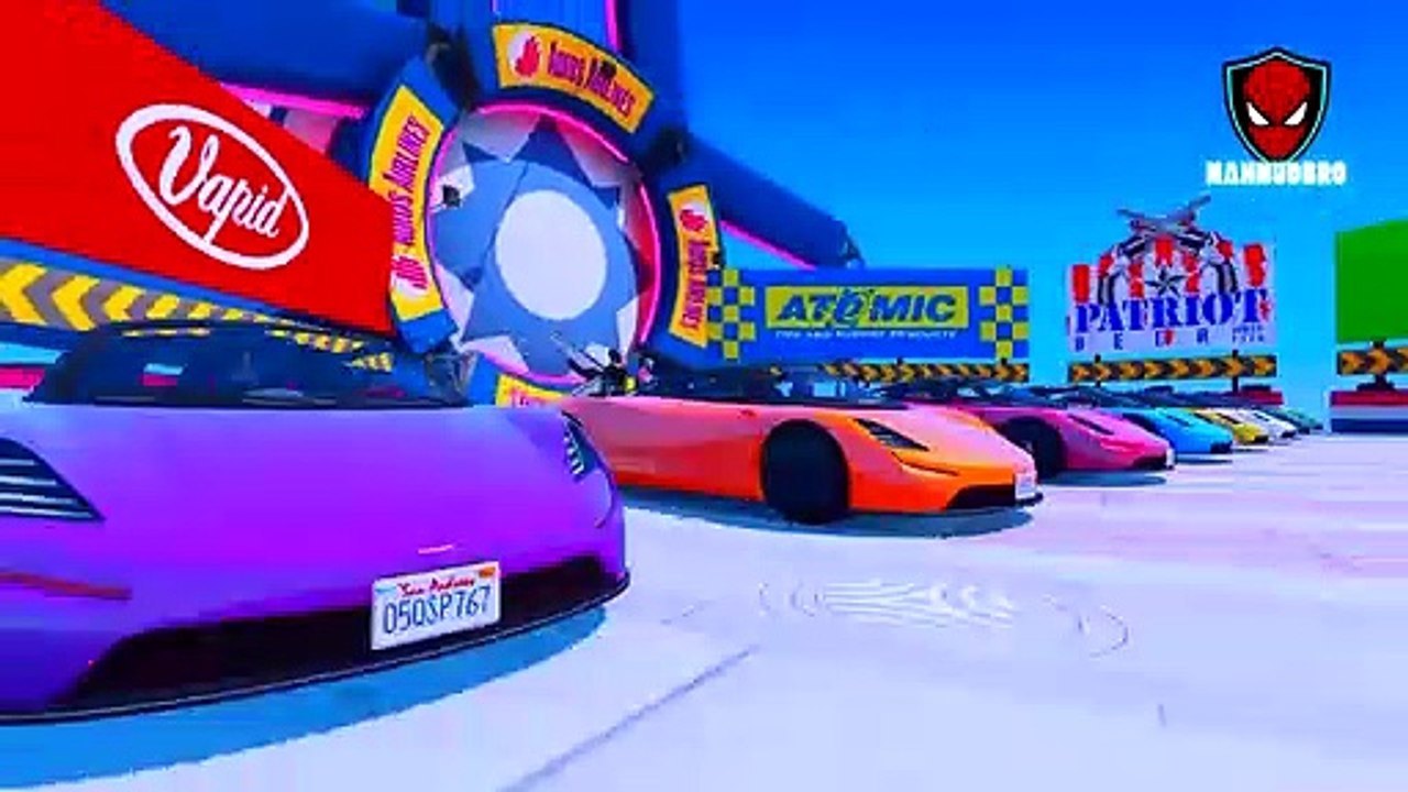 SpiderMan Cars and Motorcycles Challenge - IRON MAN, HULK & Superheroes - GTA V MODS -2