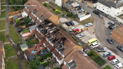 Drone footage of the aftermath of the fire in Rose Street, Gravesend