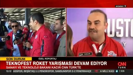 Descargar video: TEKNOFEST roket yarışması devam ediyor... Bakan Kacır ve Selçuk Bayraktar CNN TÜRK'e konuştu