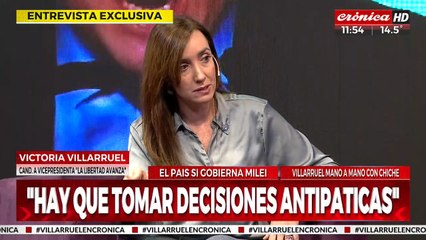 Victoria Villarruel:  "Sabemos que hay que tomar decisiones antipáticas"