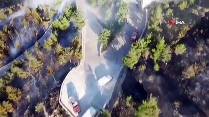 Un incendie se déclare dans la zone forestière près du château de Harşena à Amasya