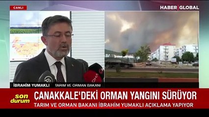 Bakan Yumaklı'dan Çanakkale'deki yangınla ilgili açıklama: Rüzgar çok etkili