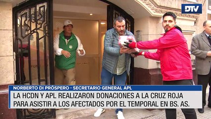 La Cámara de Diputados y APL realizaron donaciones a la Cruz Roja para asistir a los afectados por el temporal en la provincia de Buenos Aires