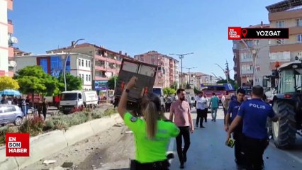 Yozgat'ta kamyonun 8 araca çarptığı kaza kameraya yansıdı